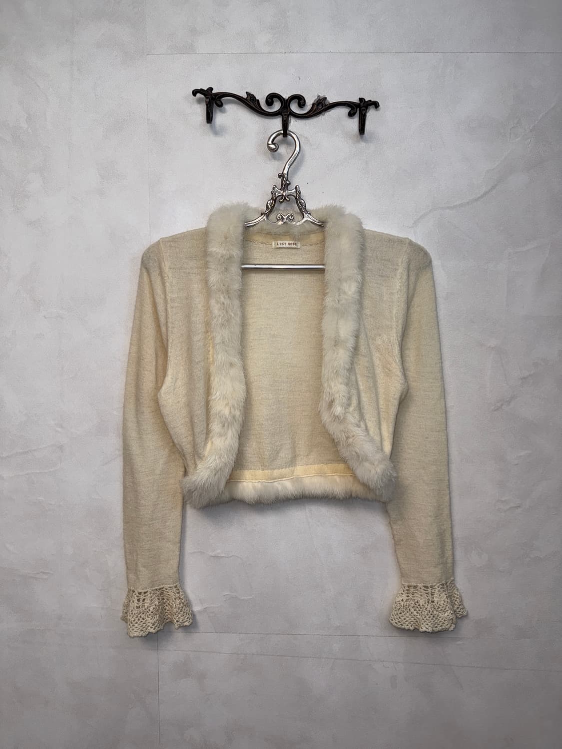 L’est rose wool rabbit fur trimming 볼레로 상품이미지4