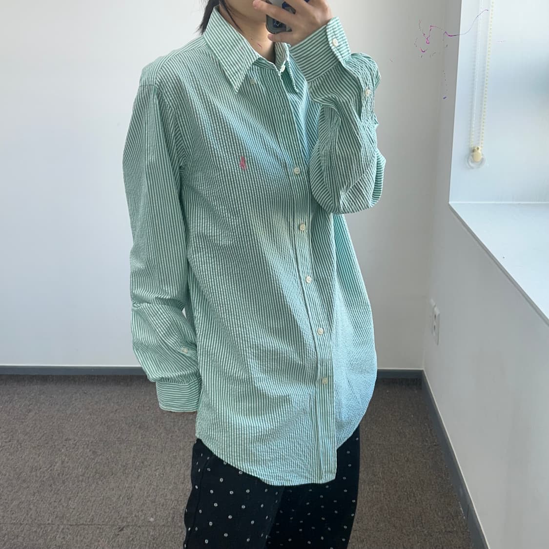 Polo 폴로 핑크포니 그린 스트라이프 셔츠 상품이미지2