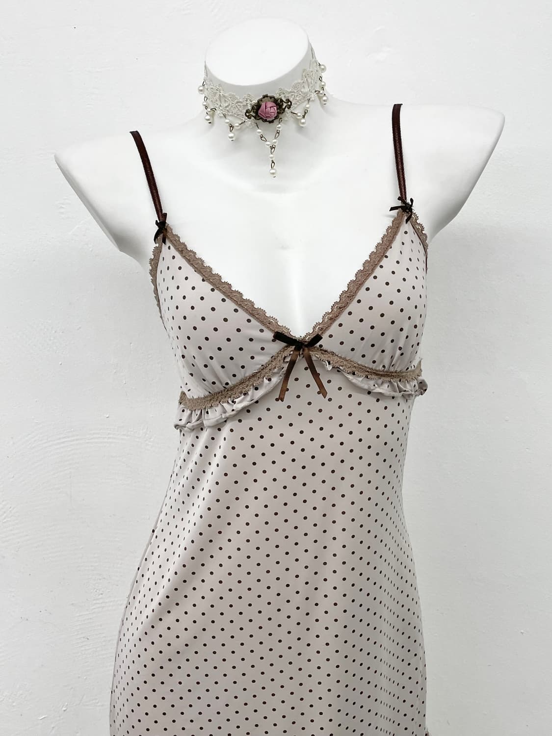 코지 라떼 도트 레이스 슬립 상품이미지2