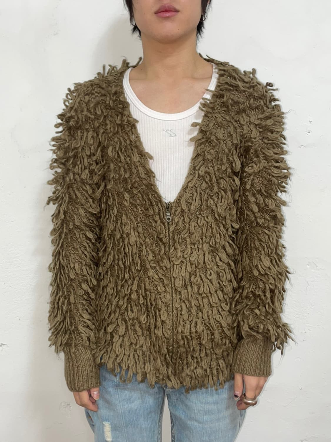 Dark brown fur Cardigan 상품이미지1