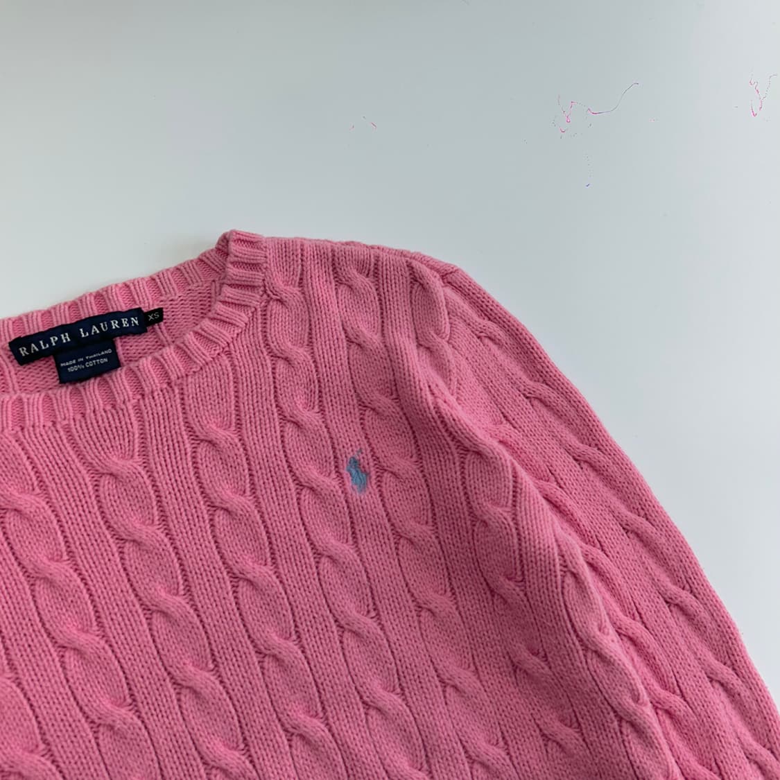 Polo 폴로 스카이블루 포니 핑크 케이블니트 상품이미지4
