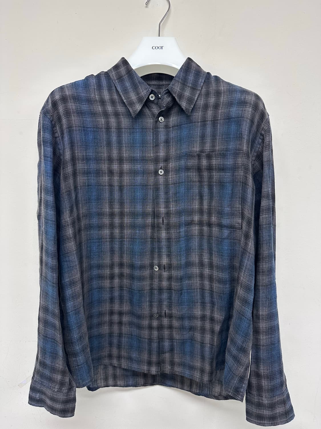 [3] 해칭룸 뮤지엄 셔츠 Linen Check 챠콜블루 상품이미지3