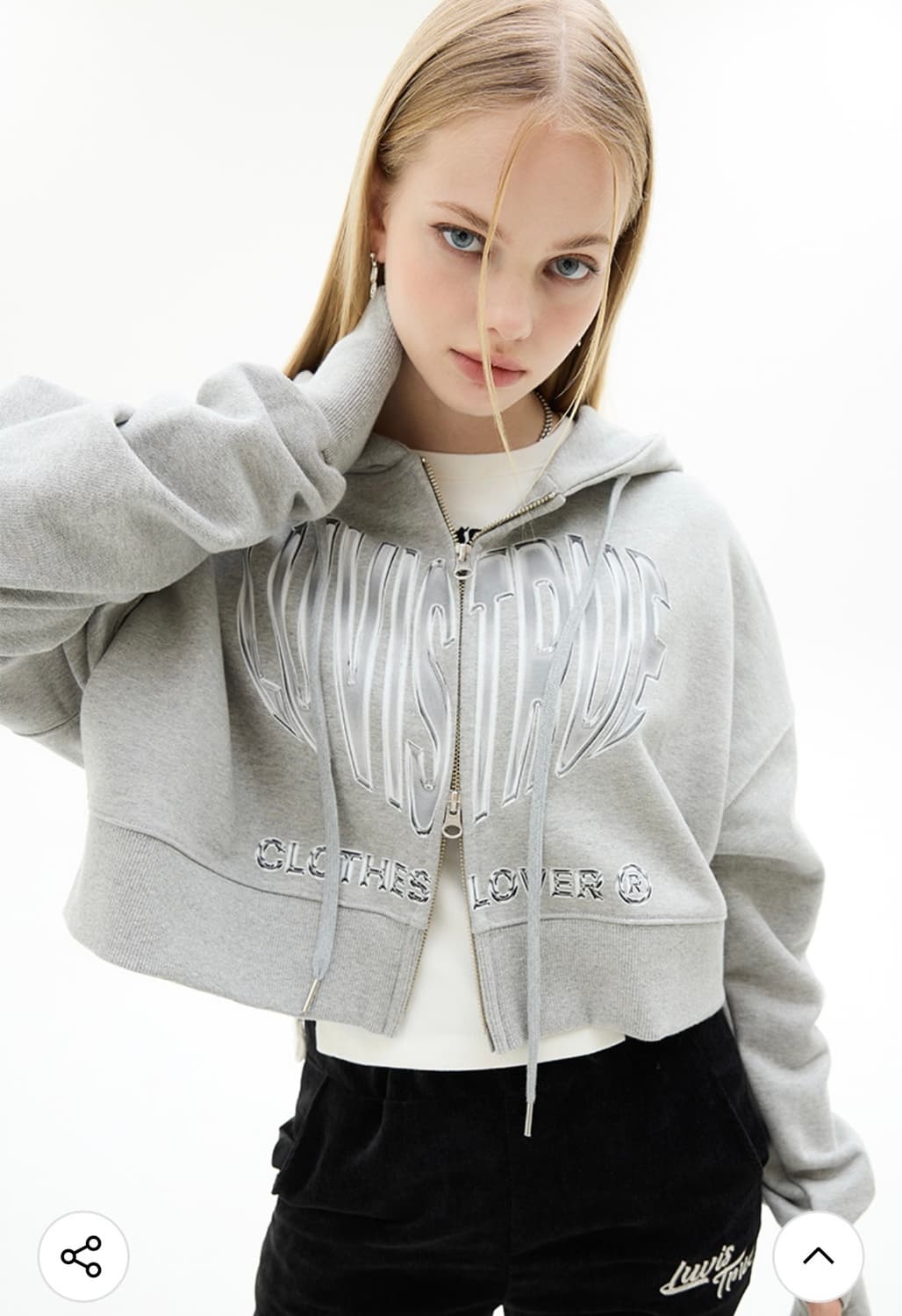 러브이즈트루 투웨이 크롭 후드집업 그레이 상품이미지1