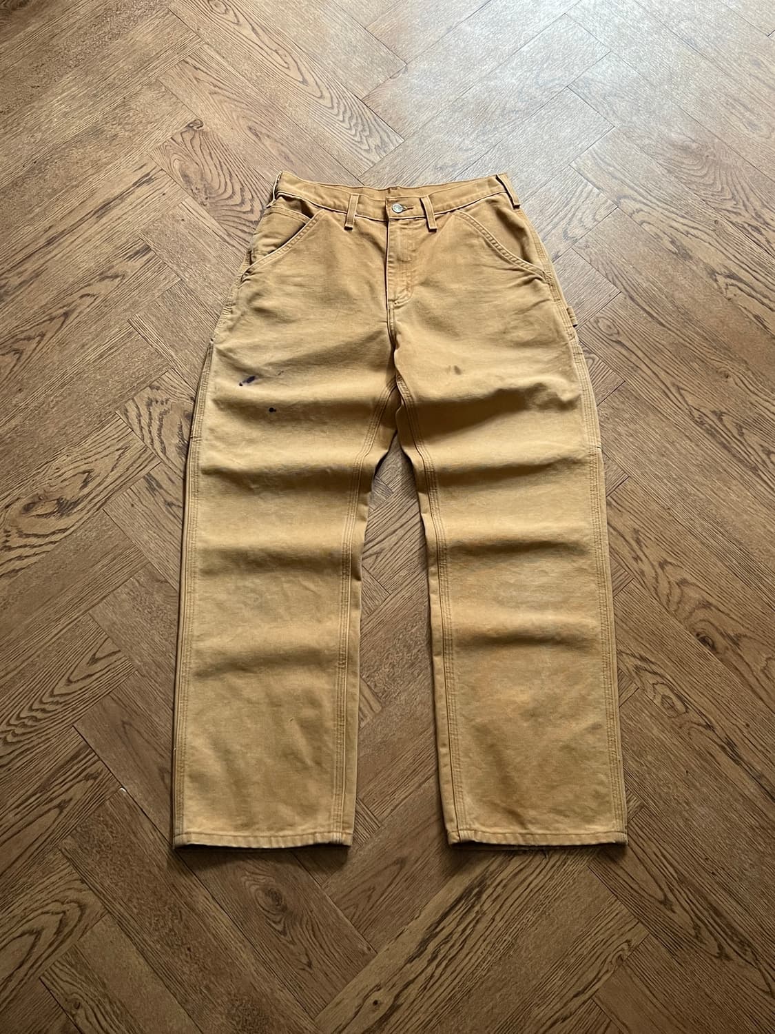 [29]칼하트 USA 덩가리핏 더티워싱 브라운 싱글니 카펜터 워크 팬츠 상품이미지2