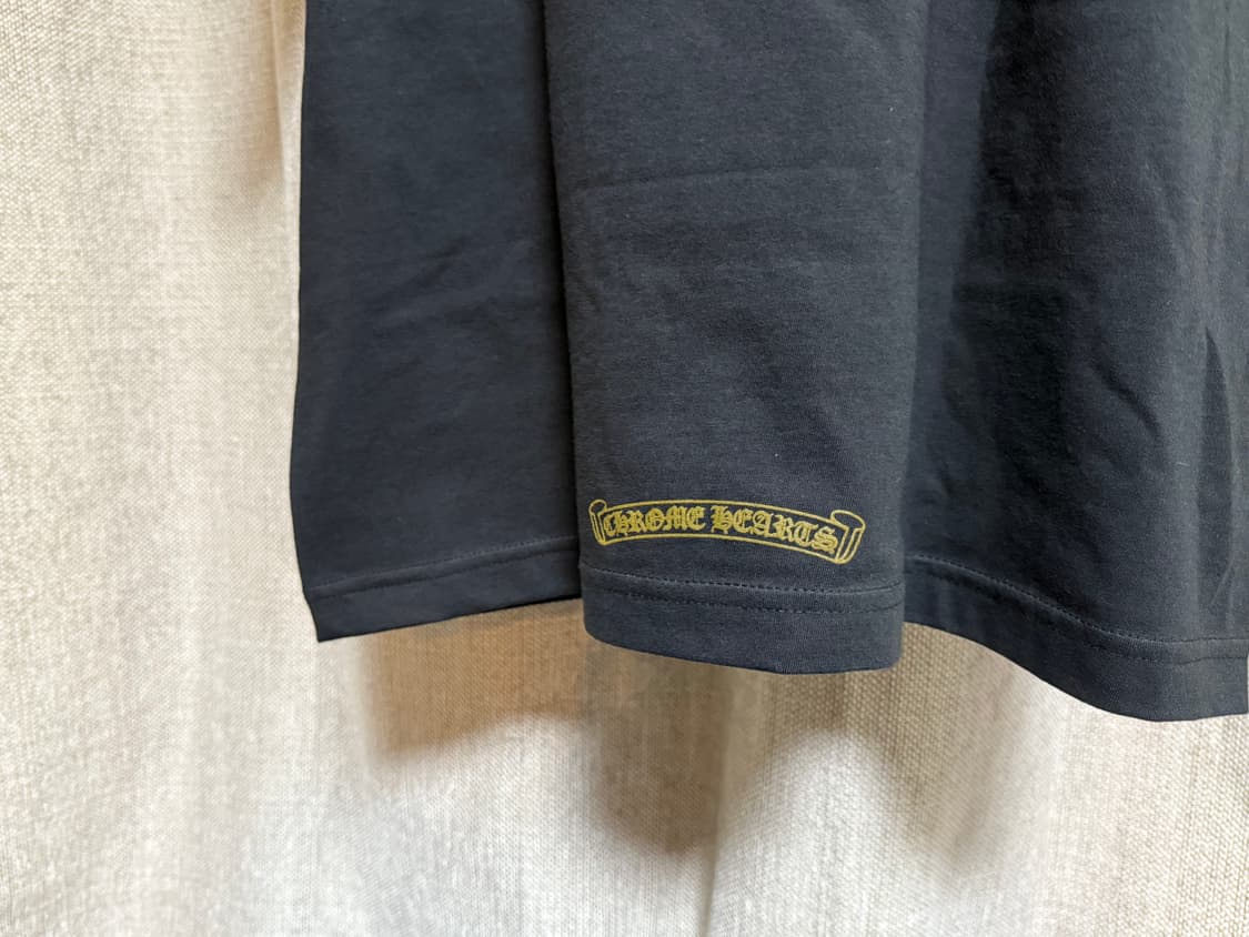 [L] 크롬하츠 넥로고 반팔 티셔츠 블랙 아미그린 상품이미지3