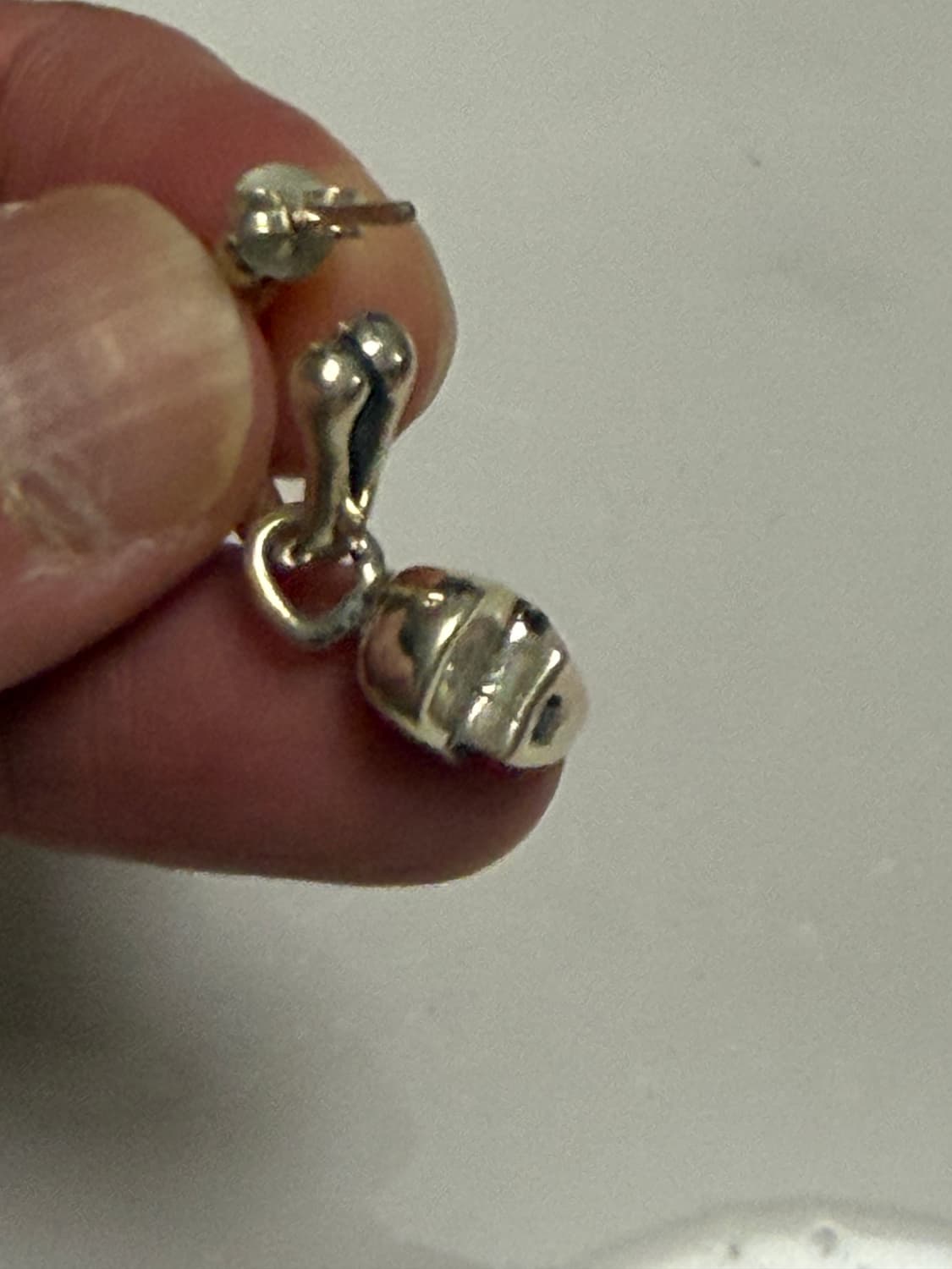 925실버 실버 스컬 댕글 후프 귀걸이 상품이미지2