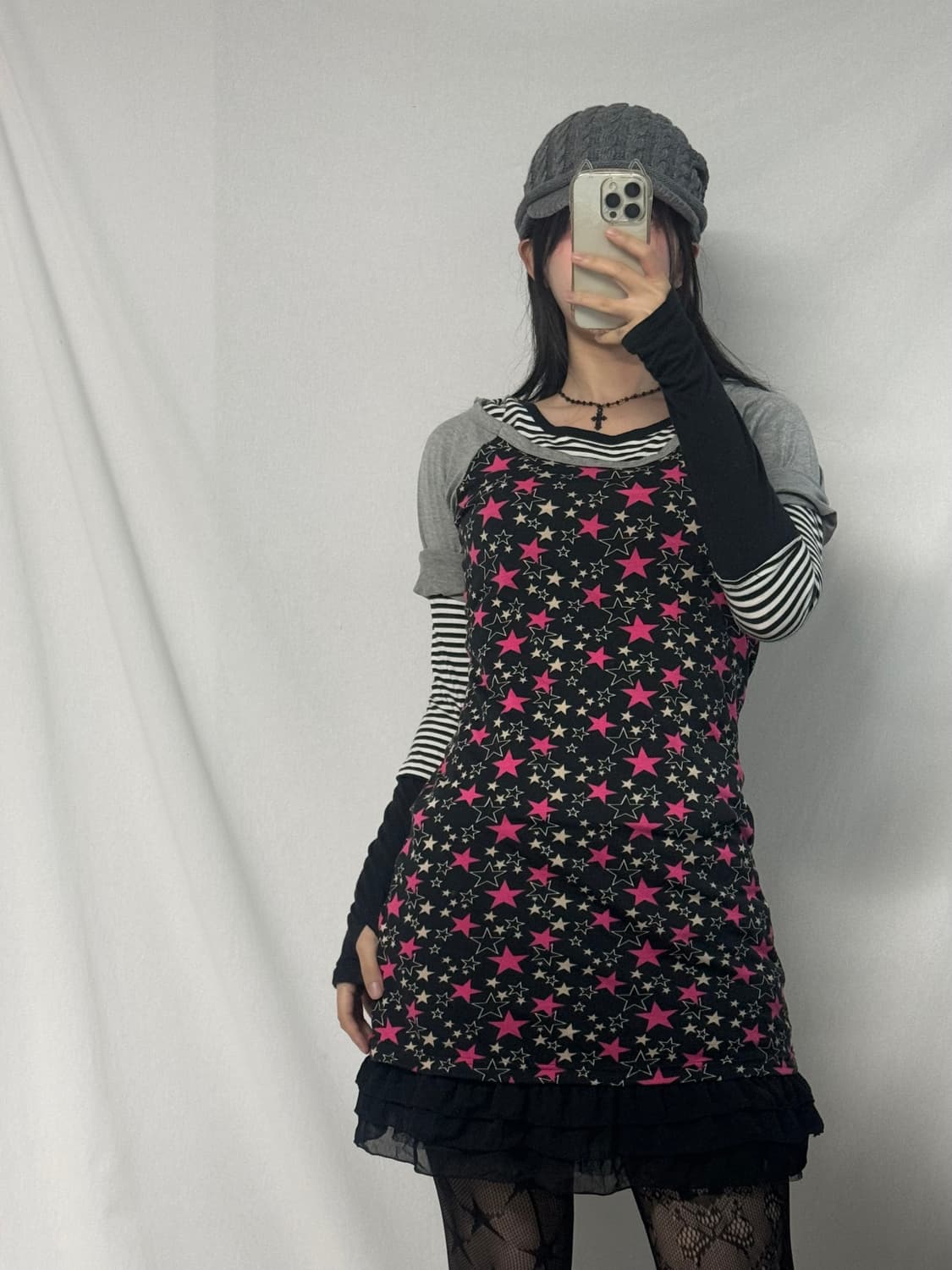 핸드 워머 슬리브 스트라이프 패턴 티 상품이미지5