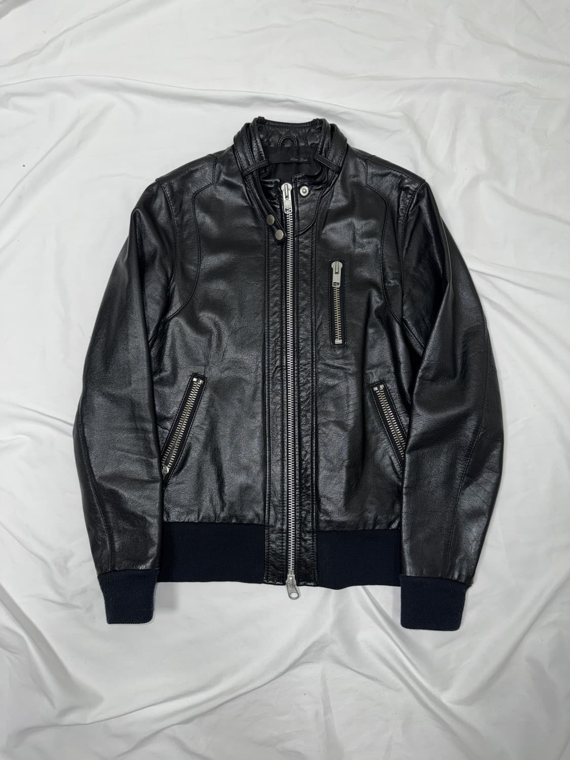 하이넥 레더 블루종 상품이미지3