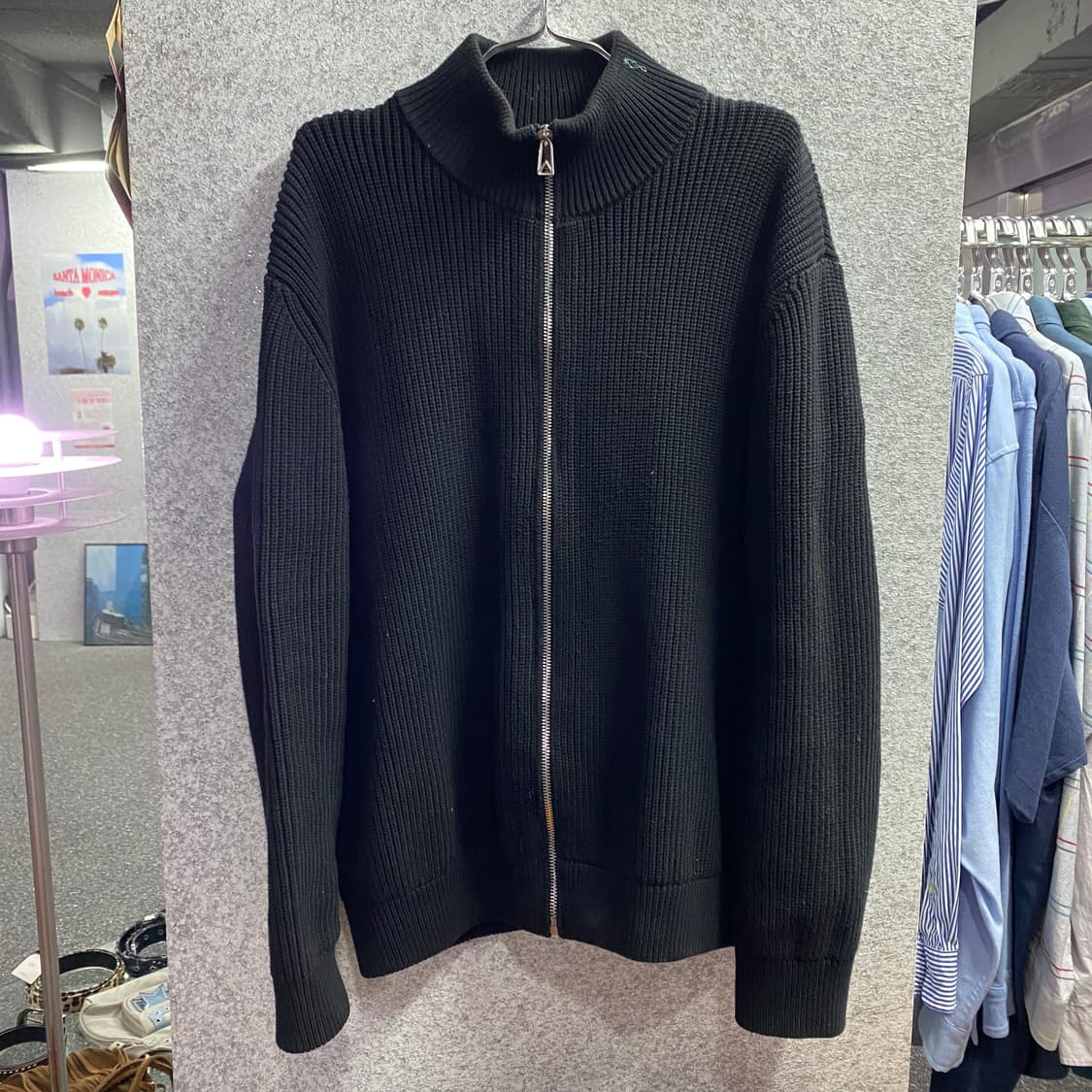 빈티지 풀집 블랙 하찌 니트 집업  B3926 상품이미지2