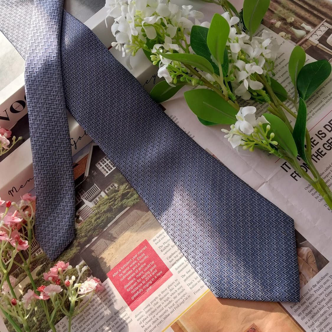 에르메네질도 제냐 실크 블루 헤링본 넥타이 8.4cm A+등급 K1886 상품이미지2