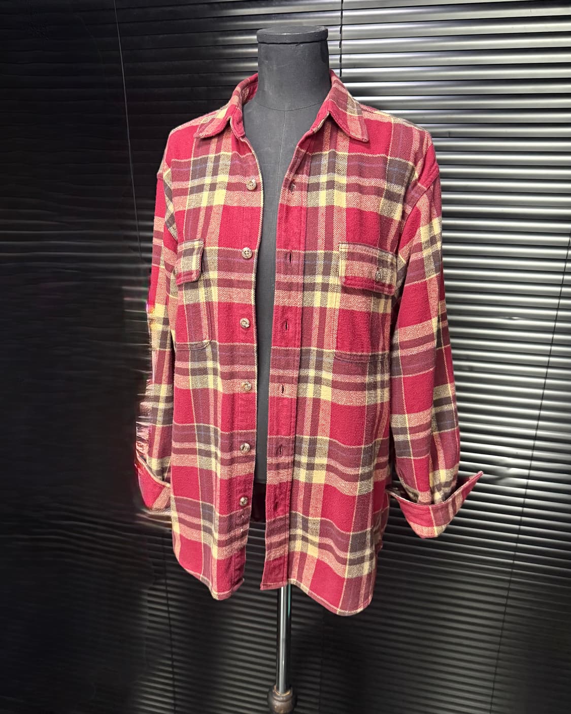 필드&스트림 플란넬 타탄 체크 워크 셔츠 코튼 레드 오버핏 에스닉 웨스턴 상품이미지3