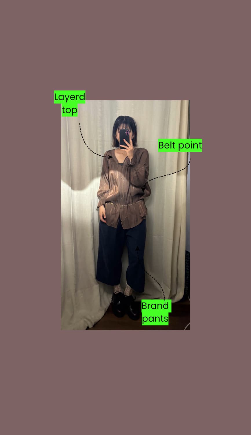 브라운 실크 블라우스 상품이미지1