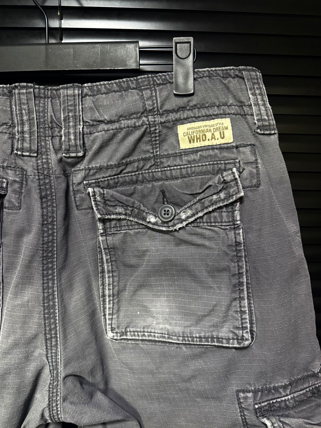 후아유 워싱 데님 애쉬 그레이 워크 카고 팬츠 반바지 쇼츠 32 밀리터리 상품이미지4