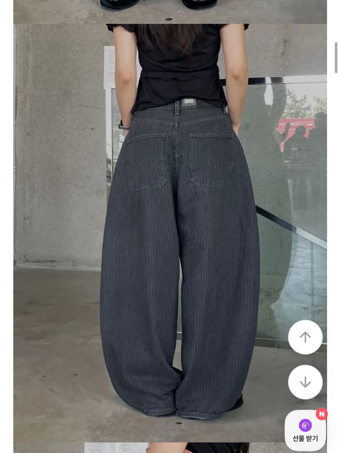 ootj 핀스트라이프 흑청 벌룬 와이드 데님 팬츠 상품이미지2