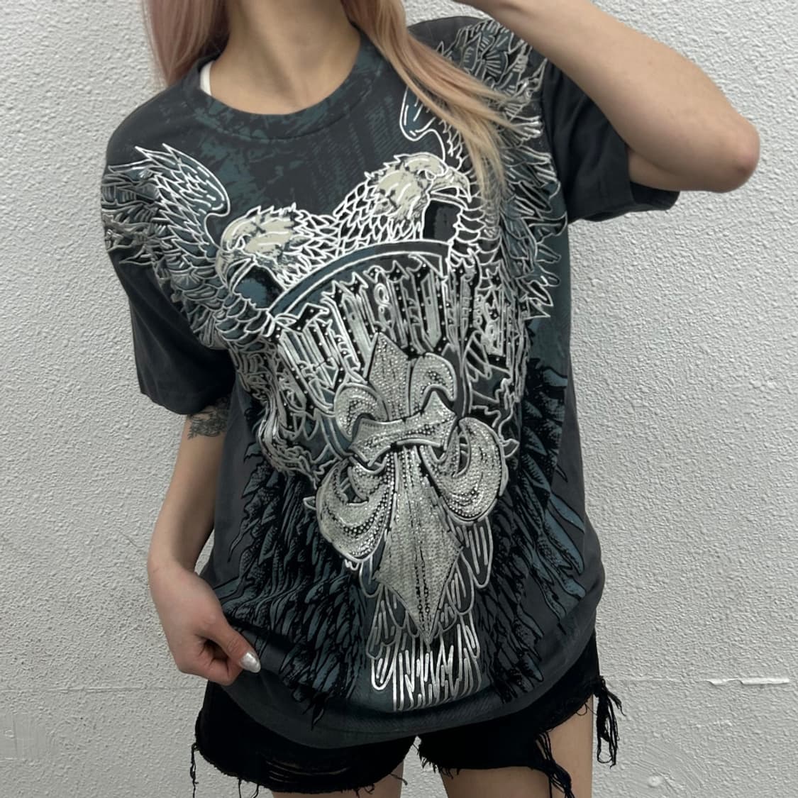 usa 빈티지 y2k 락시크맛 차콜 반팔 M 상품이미지1