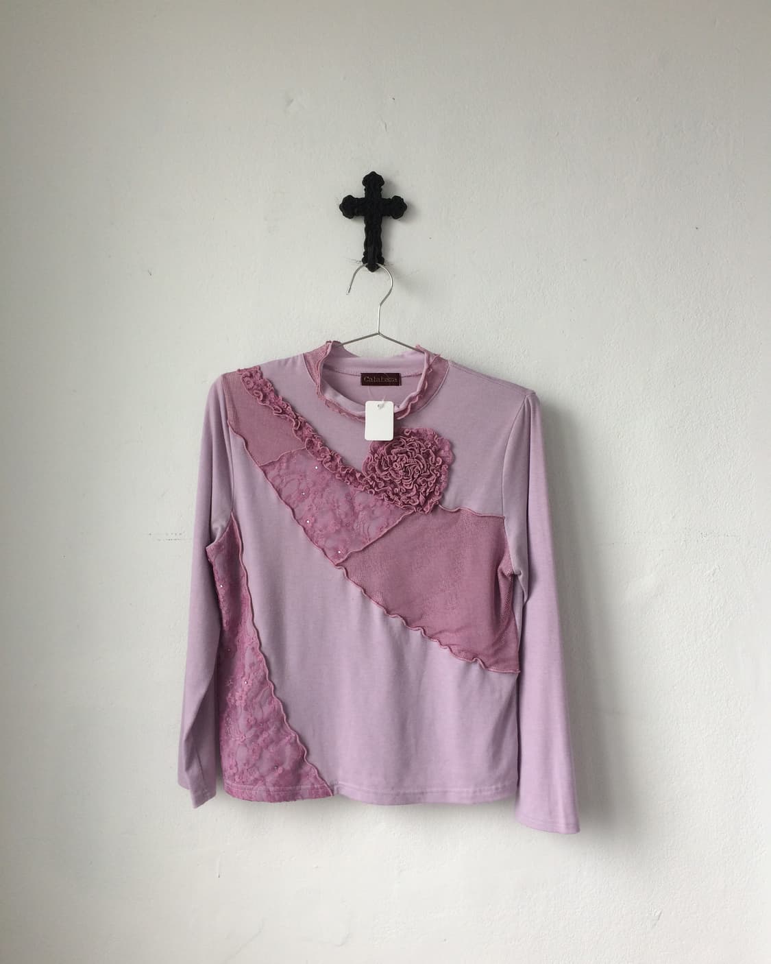 Lace layer trimming high neck sleeve 상품이미지2