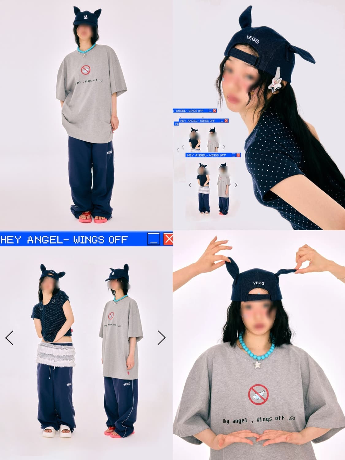 데님 블루  예그 트위스트 윙 캡 볼캡 모자  상품이미지3