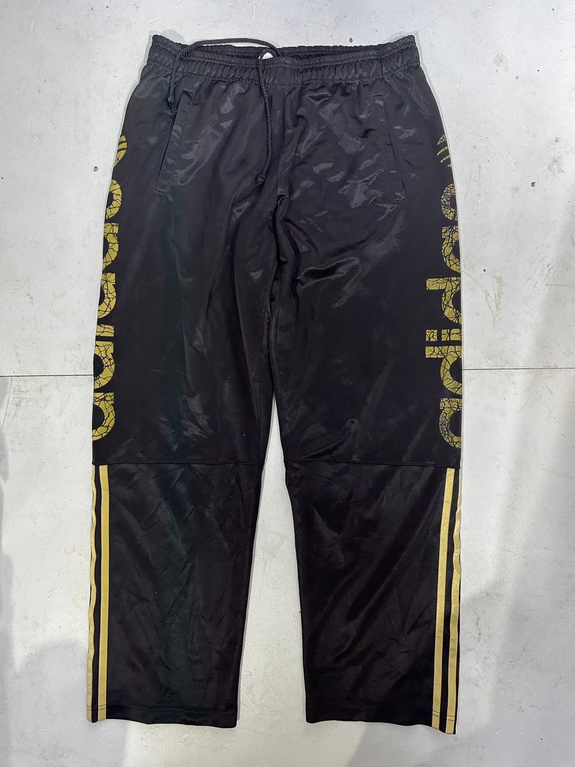 아디다스 블랙 골드 스펠아웃 삼선 와이드 팬츠 L 상품이미지4