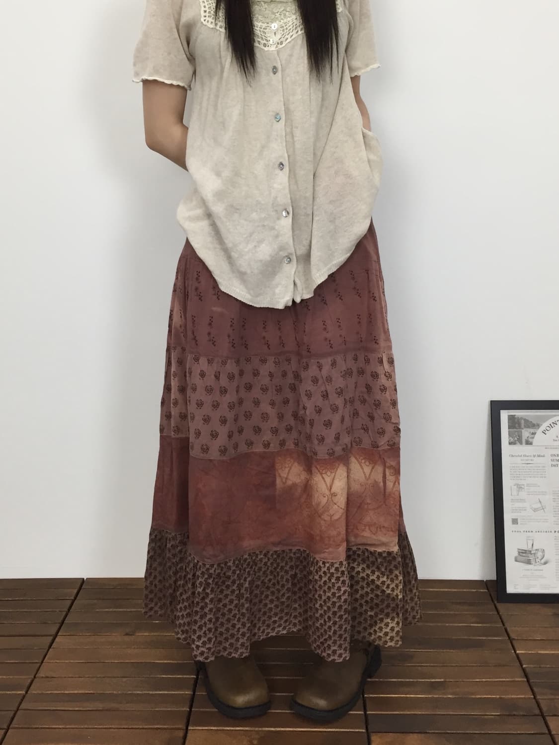 Jpn Mori Girl Earthy Brown Maxi Skirt 상품이미지1