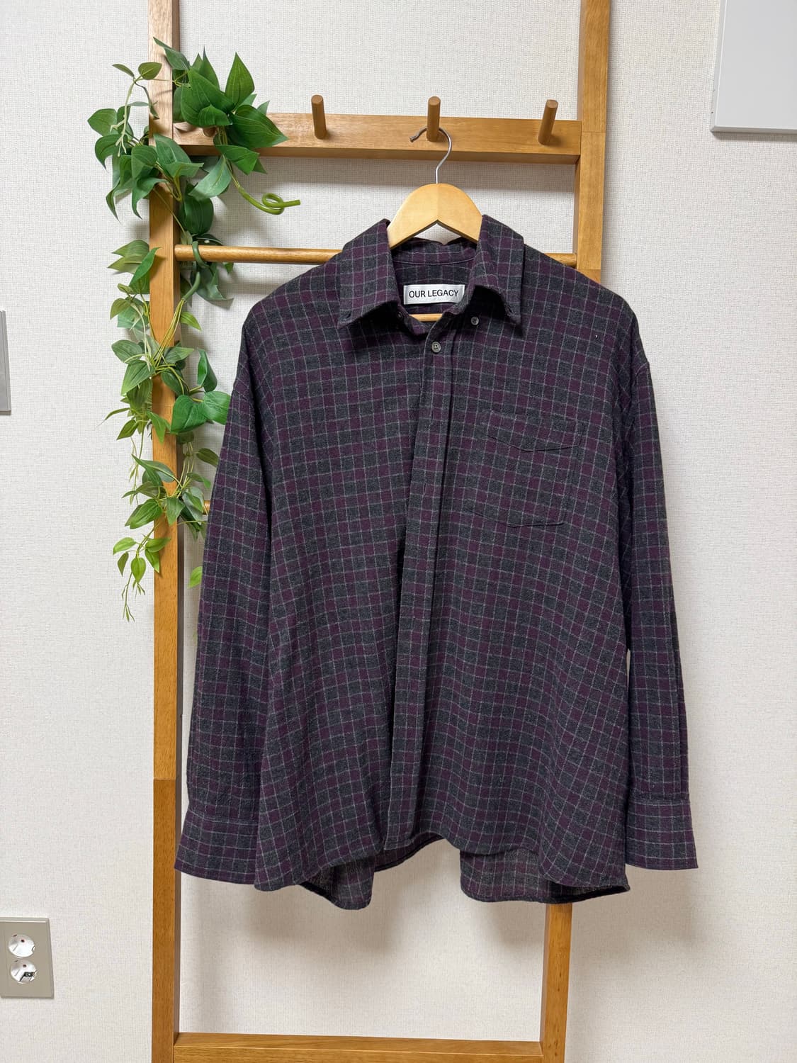 아워레가시 보로우드 bd 셔츠 소포모어 체크 루럴 울 상품이미지1