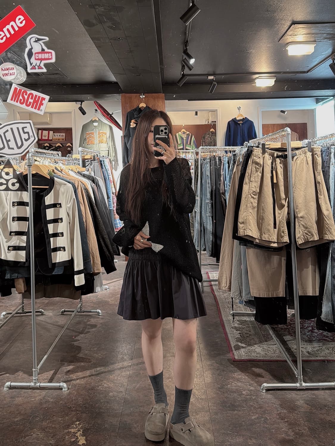 한섬 톰그레이하운드 셔링 캉캉 차콜 레이어드 미니 스커트 M 상품이미지5