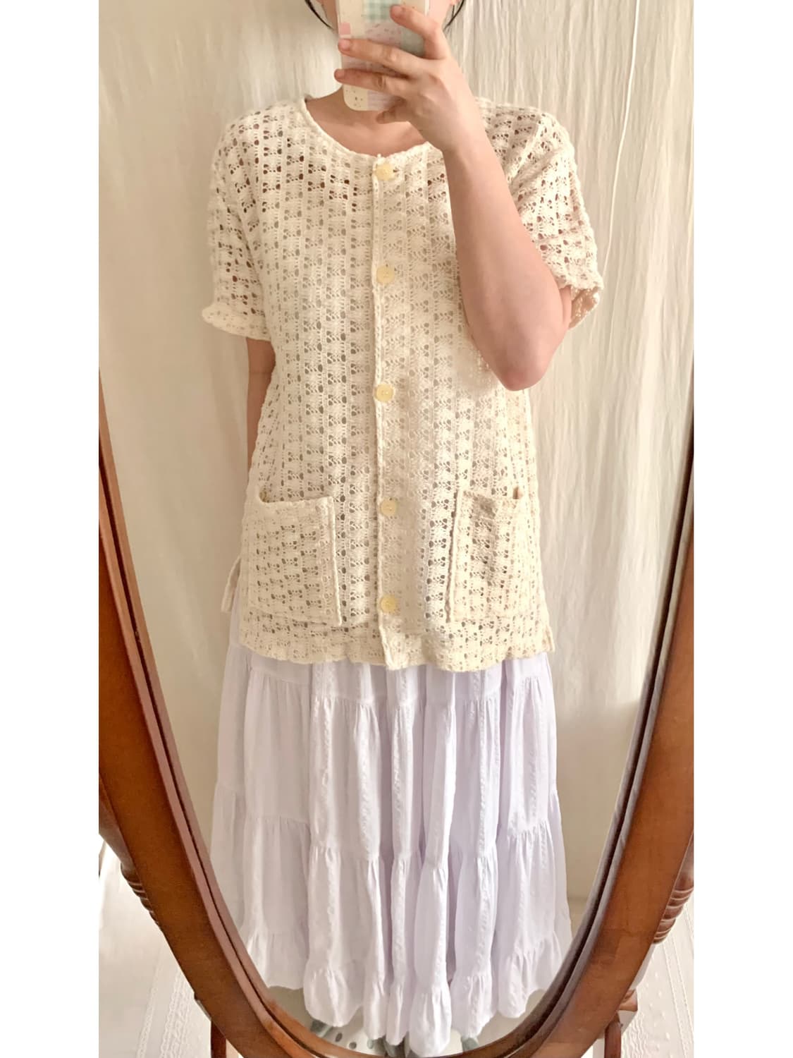 모리 크로쉐 반팔 가디건 상품이미지1