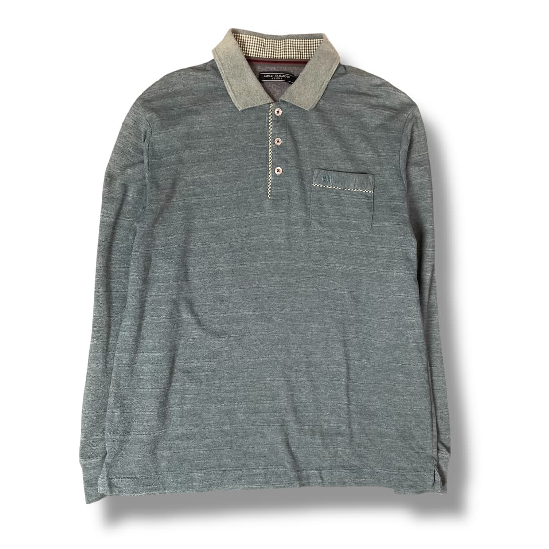 칸사이 야마모토 옴므 블루 PK 카라 긴팔티 상품이미지1