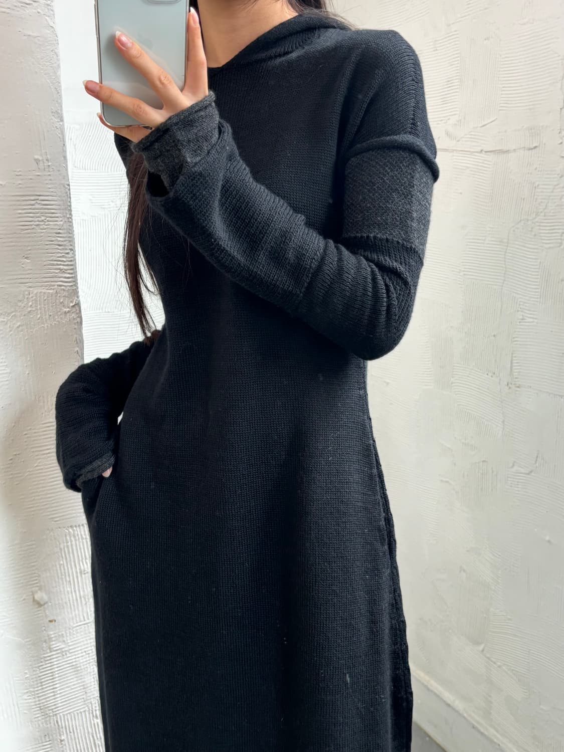 Yohji Yamamoto 요지야마모토 블랙 후드 롱 원피스 상품이미지2