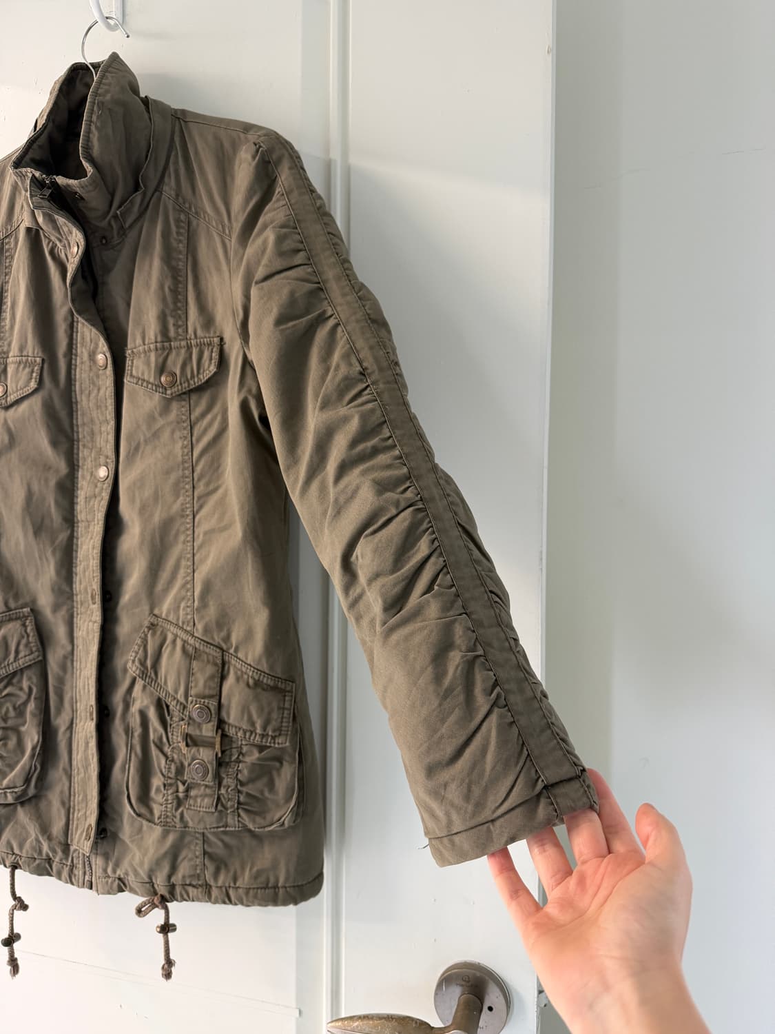 일본빈티지 y2k 카키 셔링점퍼 상품이미지7