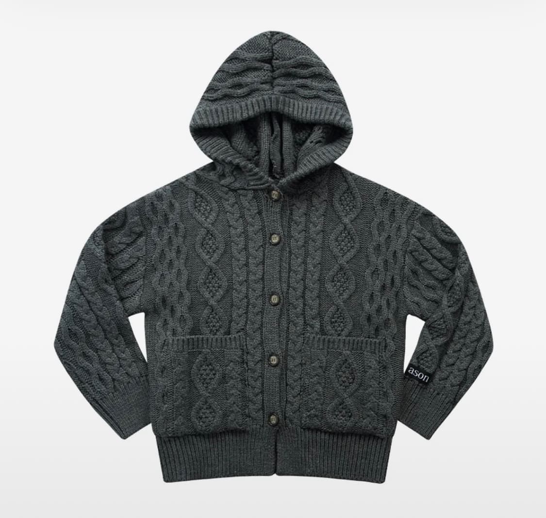 ason ELO TWISTED HOOD CARDIGAN CHARCOAL  상품이미지2