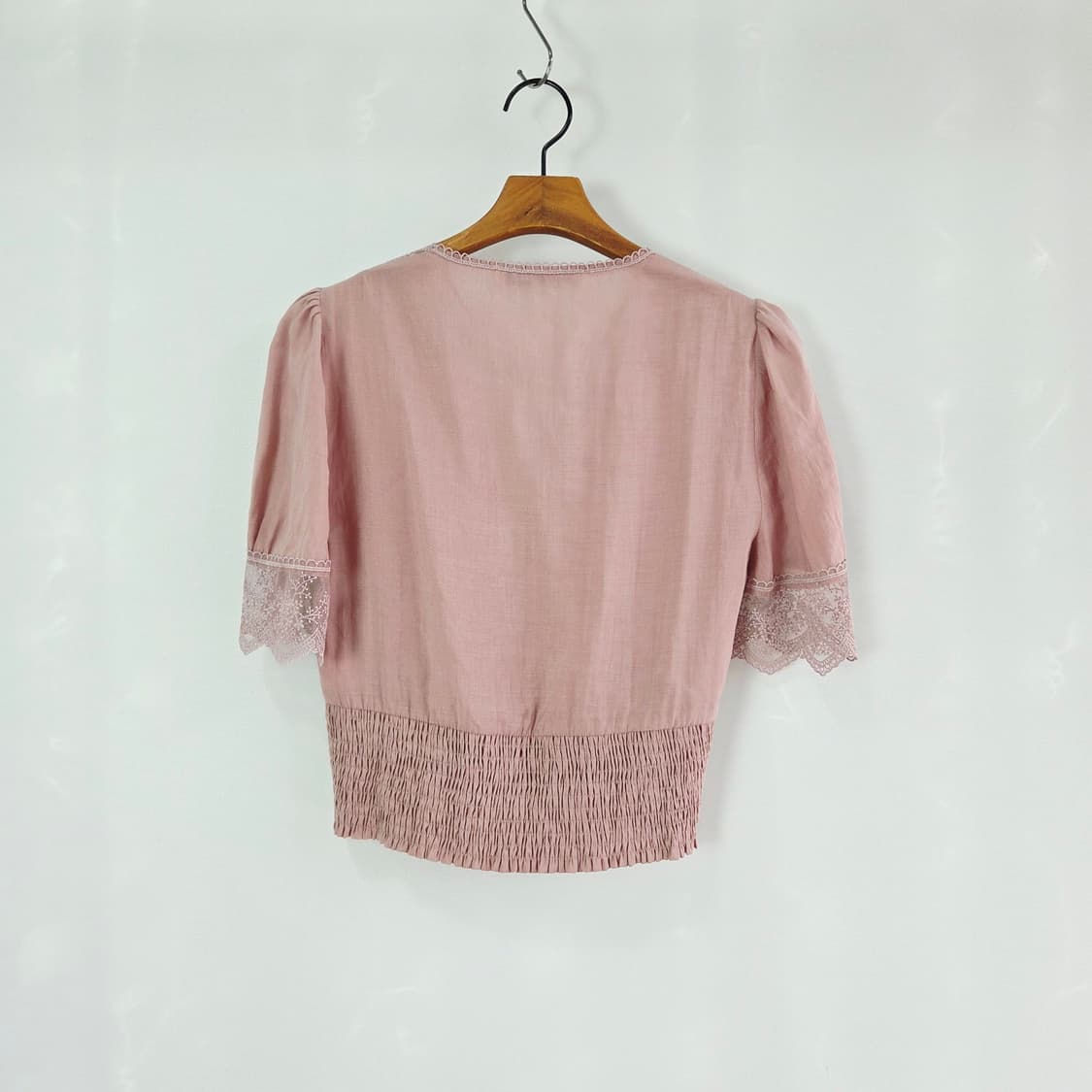 [ZARA] 자라 핑크 레이스 자수 퍼프 블라우스 여성 XS 상품이미지2
