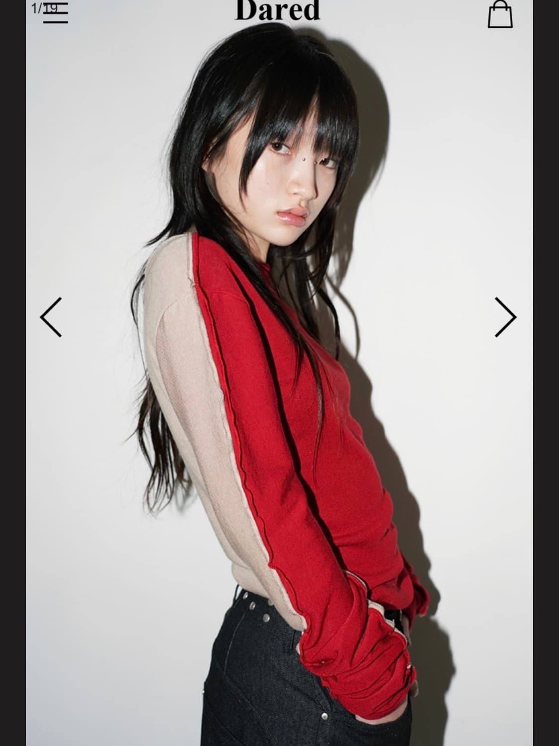 데어드 하프앤하프 롱슬리브 레드 상품이미지1