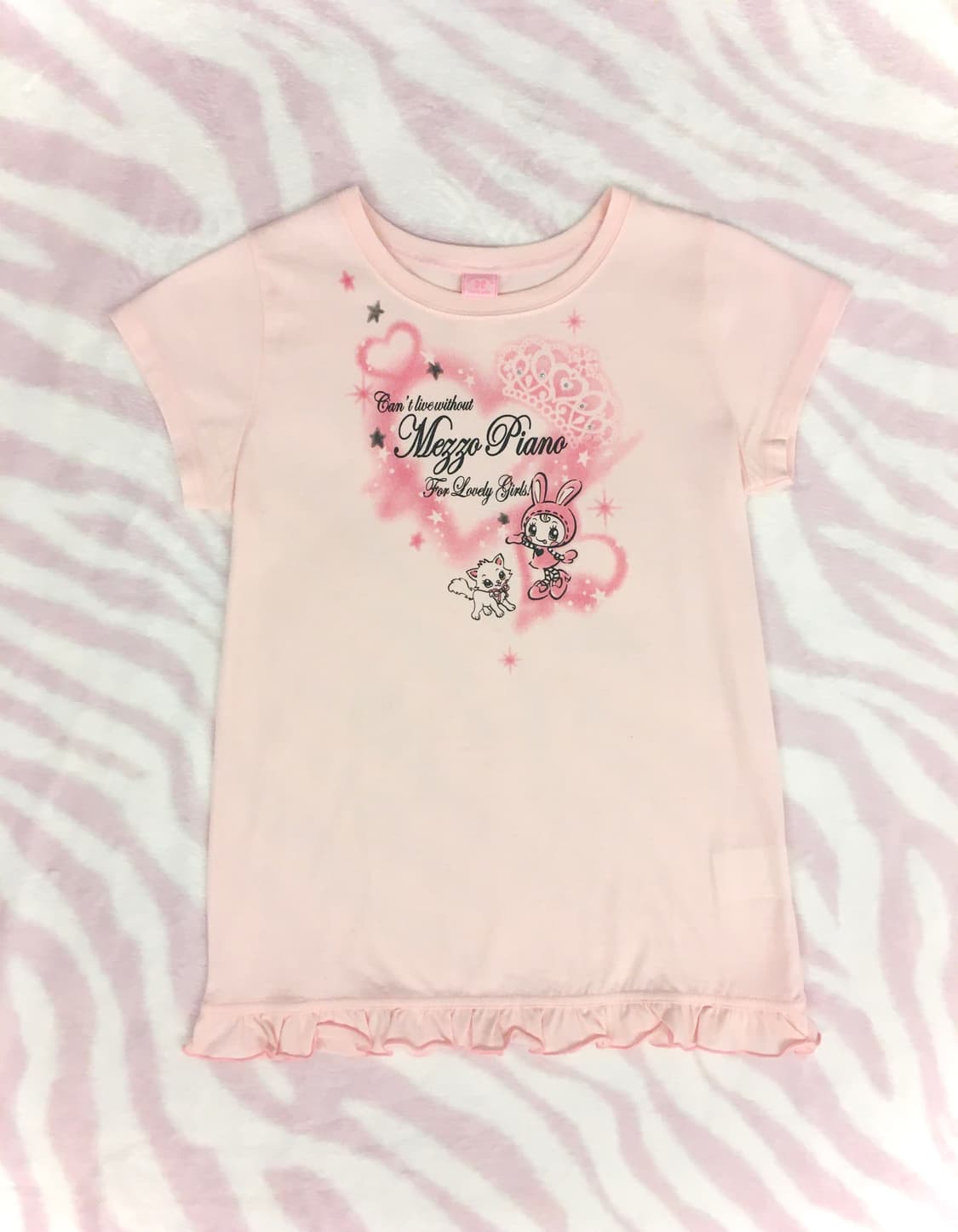 메조피아노 핑크 크라운하트 마스코트 프릴 티셔츠 히메갸루 조지후쿠 상품이미지3
