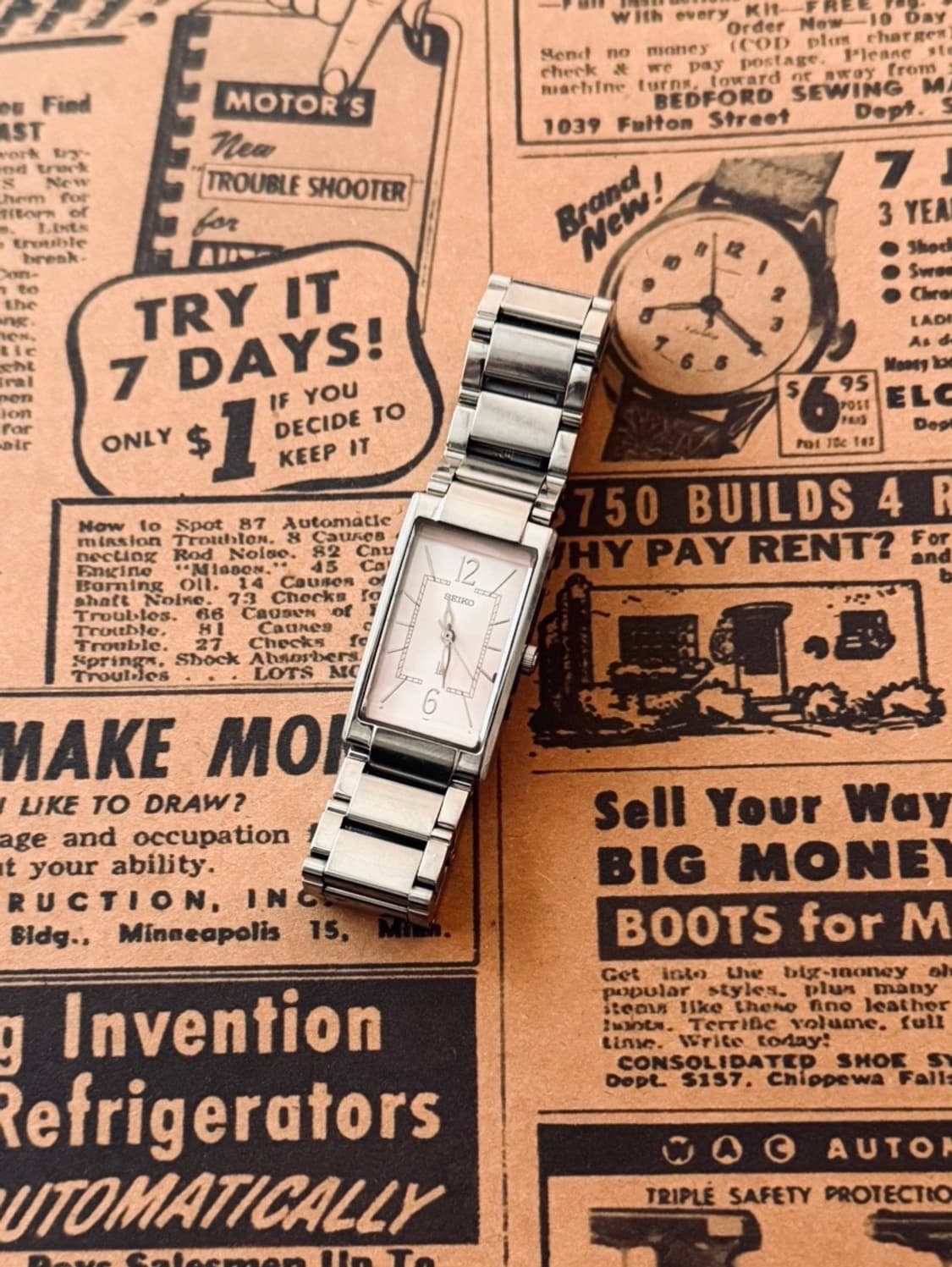 세이코 Seiko 스퀘어 핑크 레이디스 상품이미지2