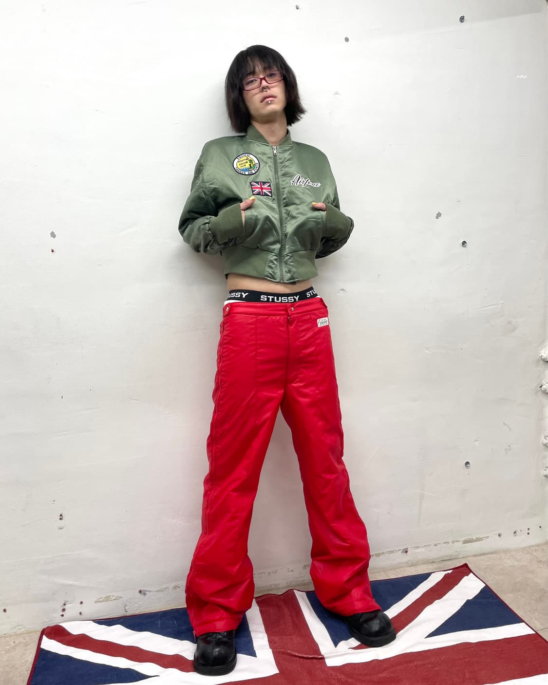 American cropped glossy Bomber jacket 상품이미지6