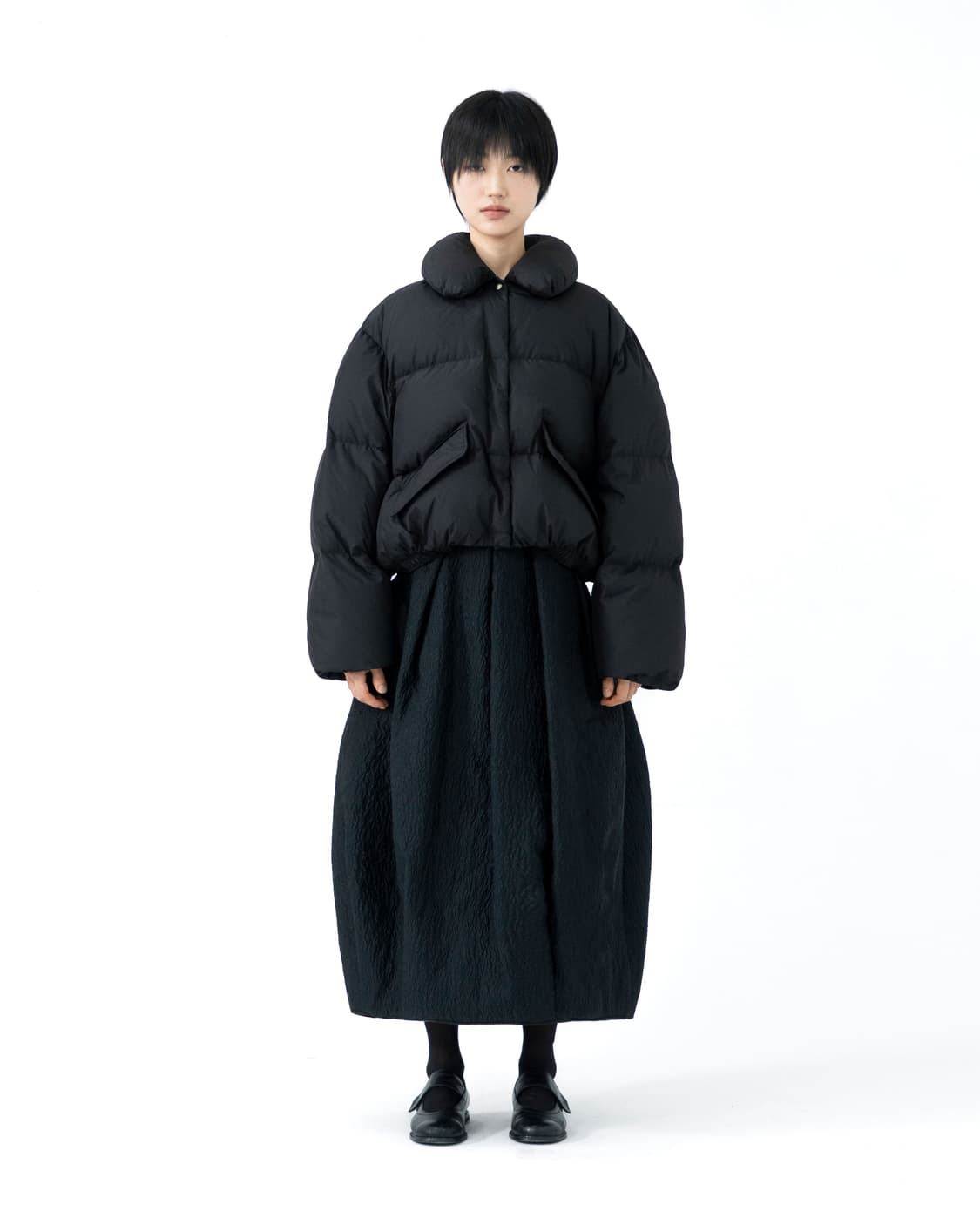 유노이아 플랩 포켓 구스다운 재킷 블랙 패딩 상품이미지1