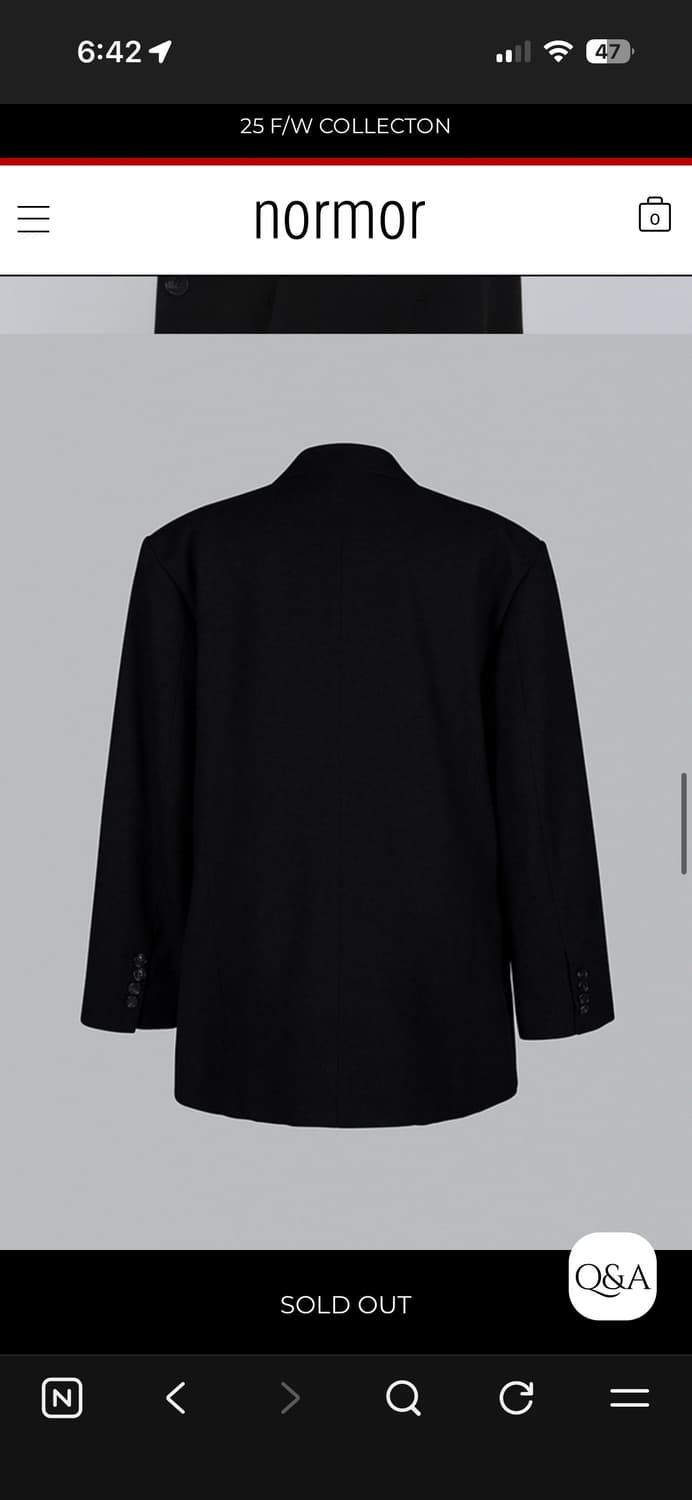 노머 normor 투버튼 자켓 블레이저 하프 코트 정장 수트 블랙 검정 상품이미지5