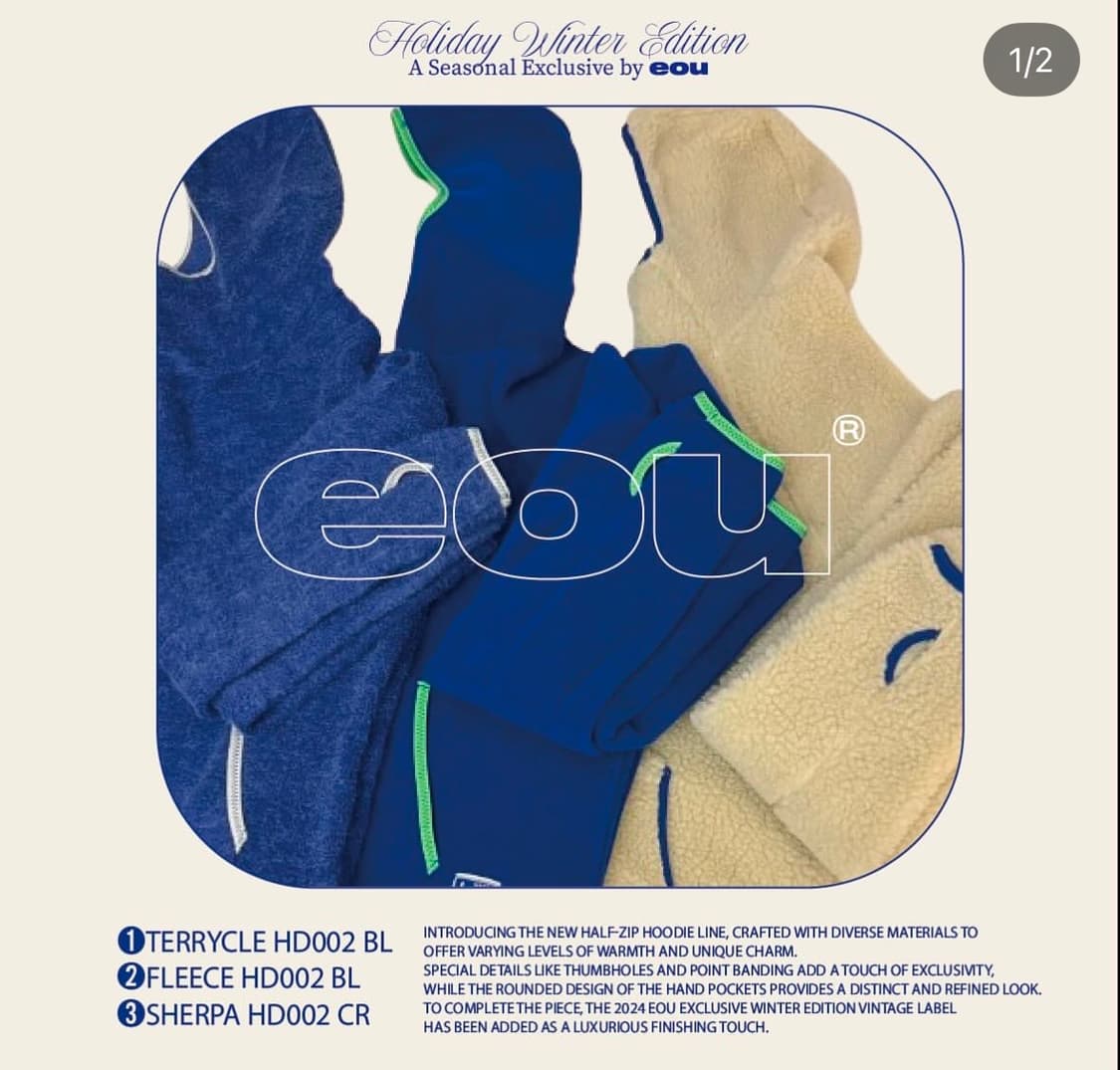 EOU 이오유 FLEECE PT001 BL& FLEECE HD002 BL 상품이미지4