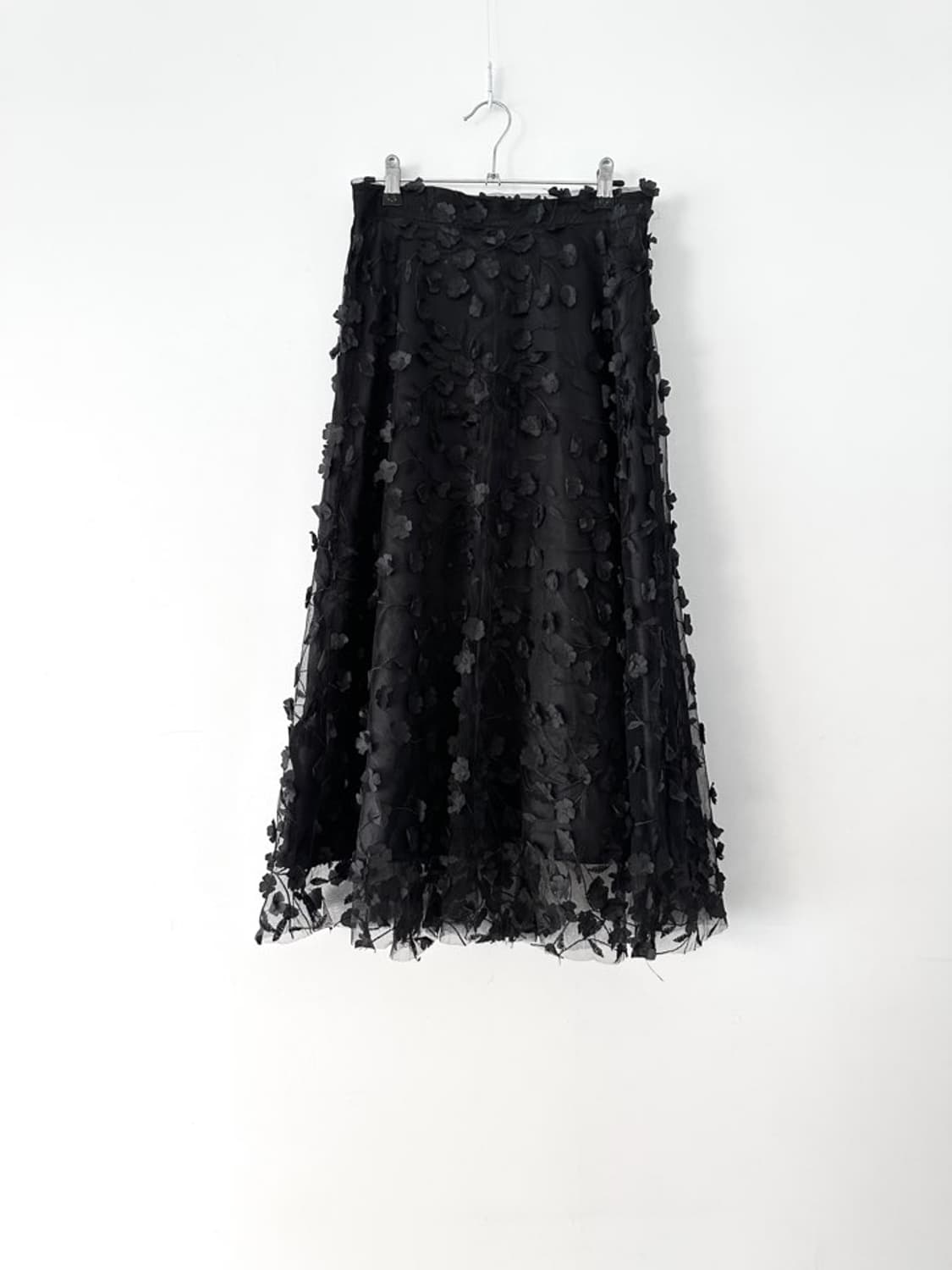3D flower tulle skirt / black 상품이미지2