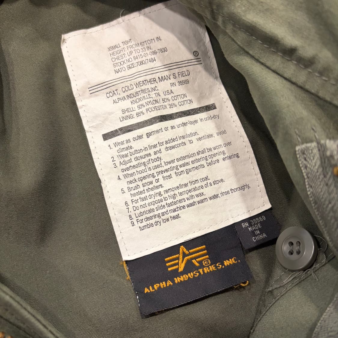 [XS] 알파인더스트리 M-65 야상 점퍼 국방색 밀리터리 C54 상품이미지7