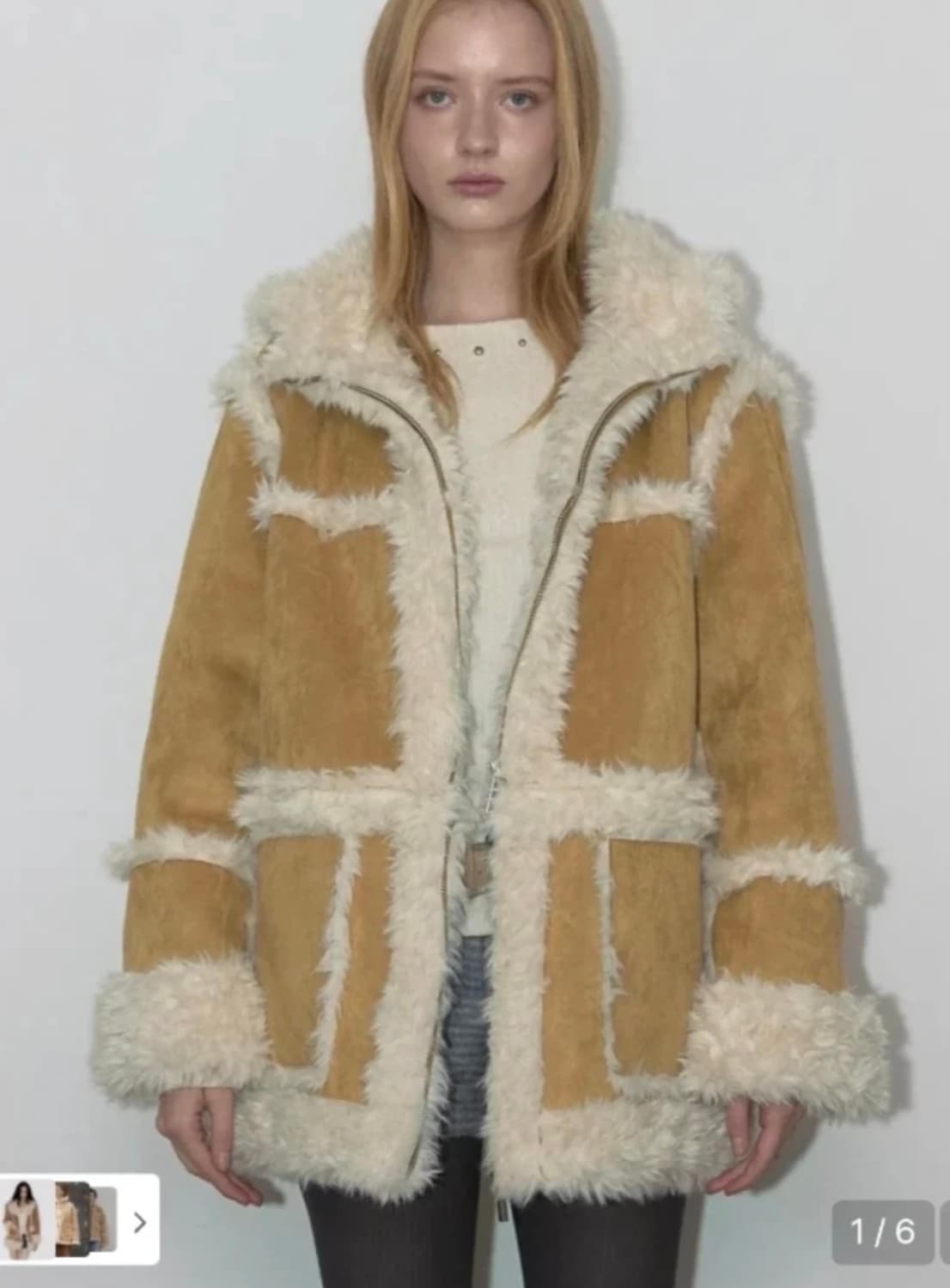 [무료배송]아수라 투웨이 스웨이드 후디 무스탕(머스타드) 상품이미지1