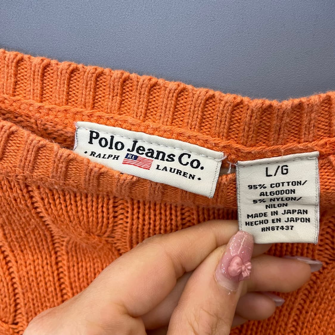폴로 진스 오렌지 꽈배기 베이직 코튼 니트 상품이미지5