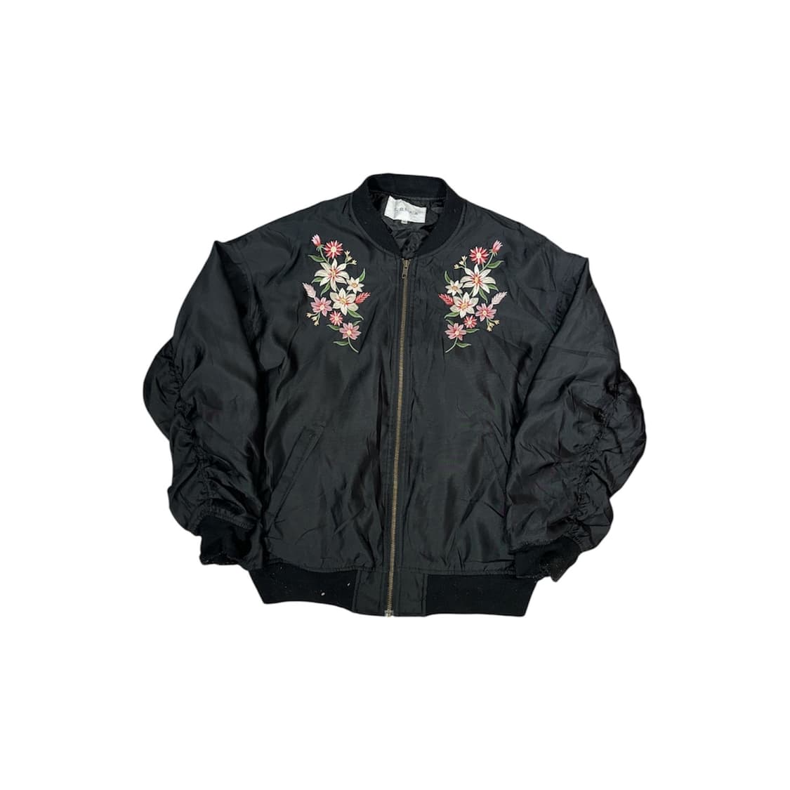 일본 빈티지 COLZA 블랙 자수 스카잔 봄버 항공 잠바 L 상품이미지4