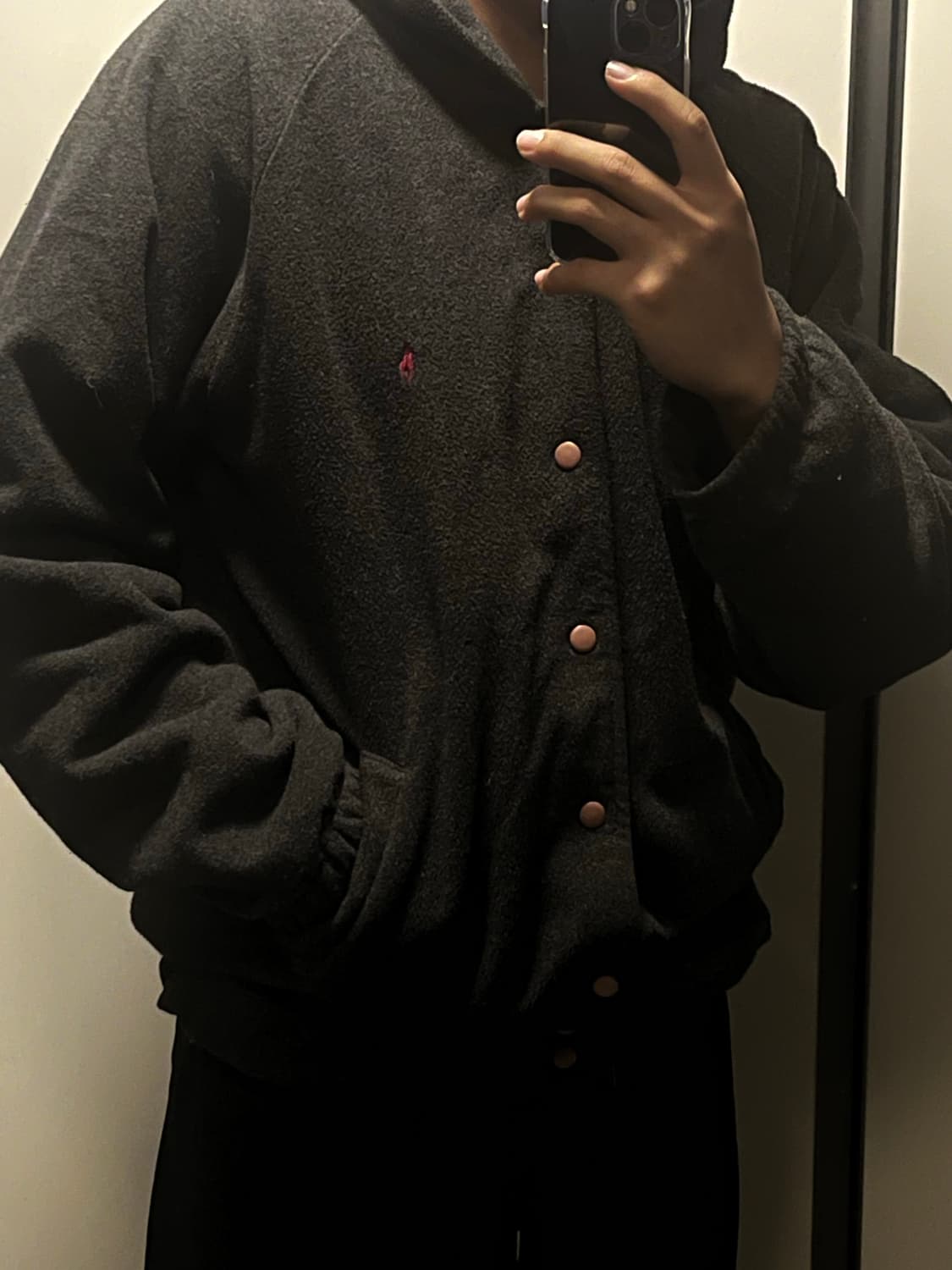 폴로 올드스쿨 후드 가디건 차콜 상품이미지4