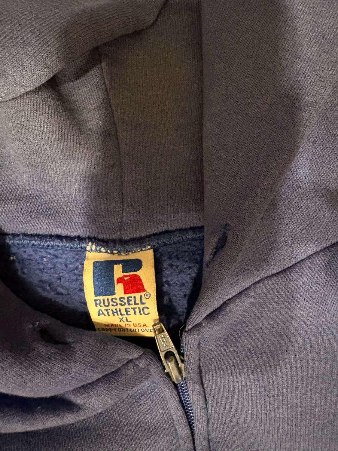 미제 러셀 빈티지 후드집업 페이딩 블루 xl 상품이미지5