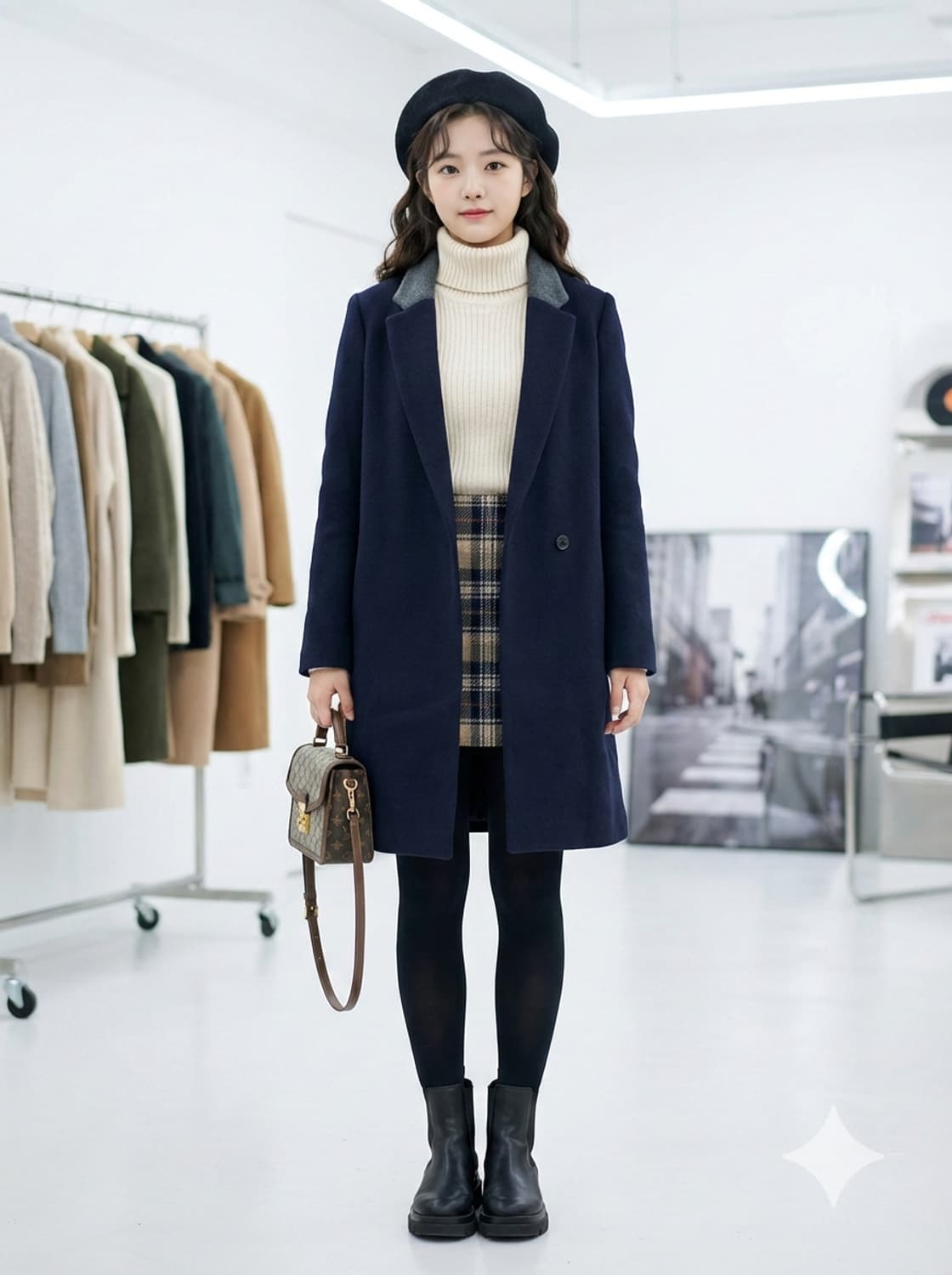 라코스테(LACOSTE) 모(울) 90% 배색 카라 코트 상품이미지1