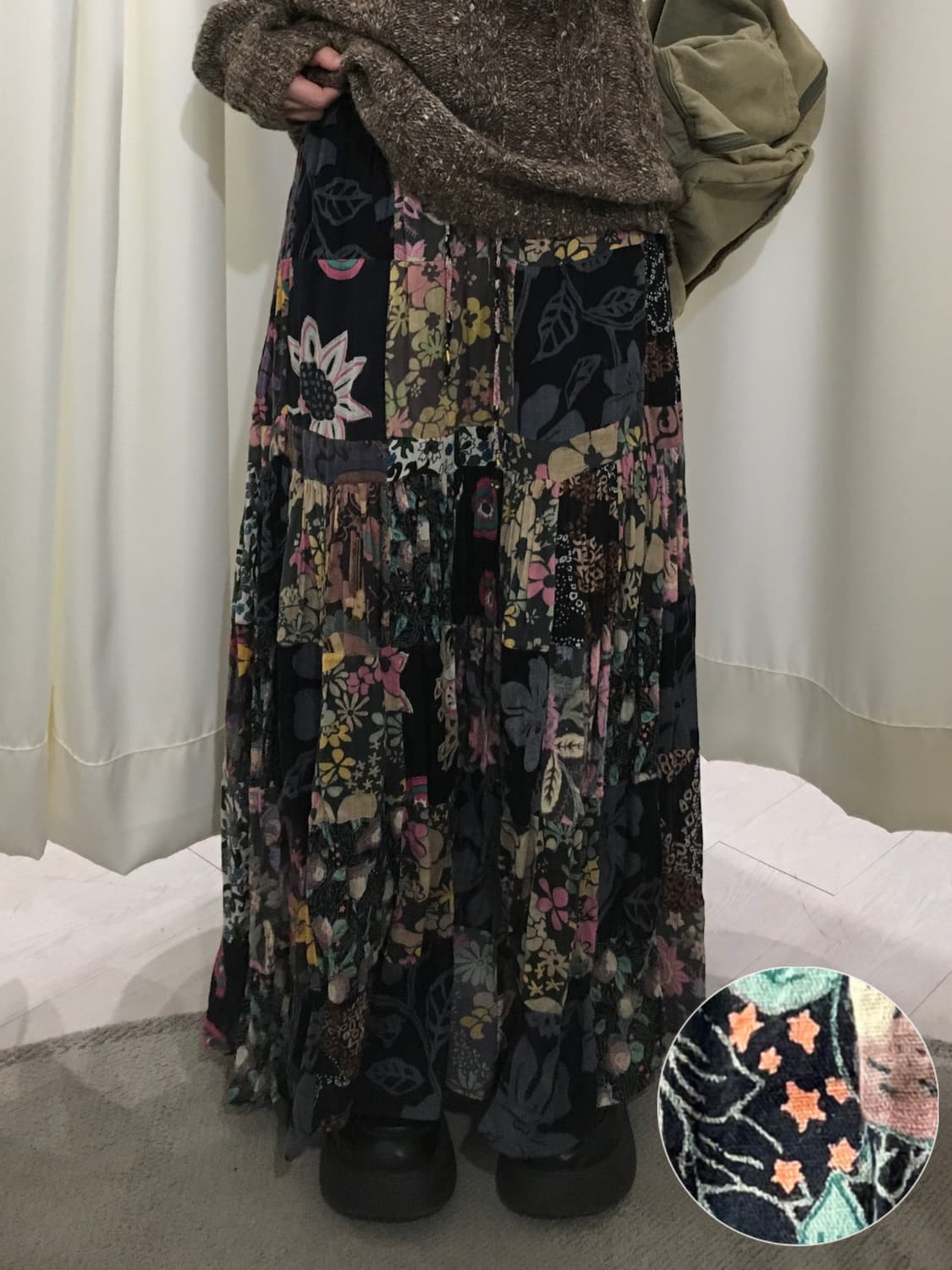 보헤미안 히피 패치 스커트 상품이미지1