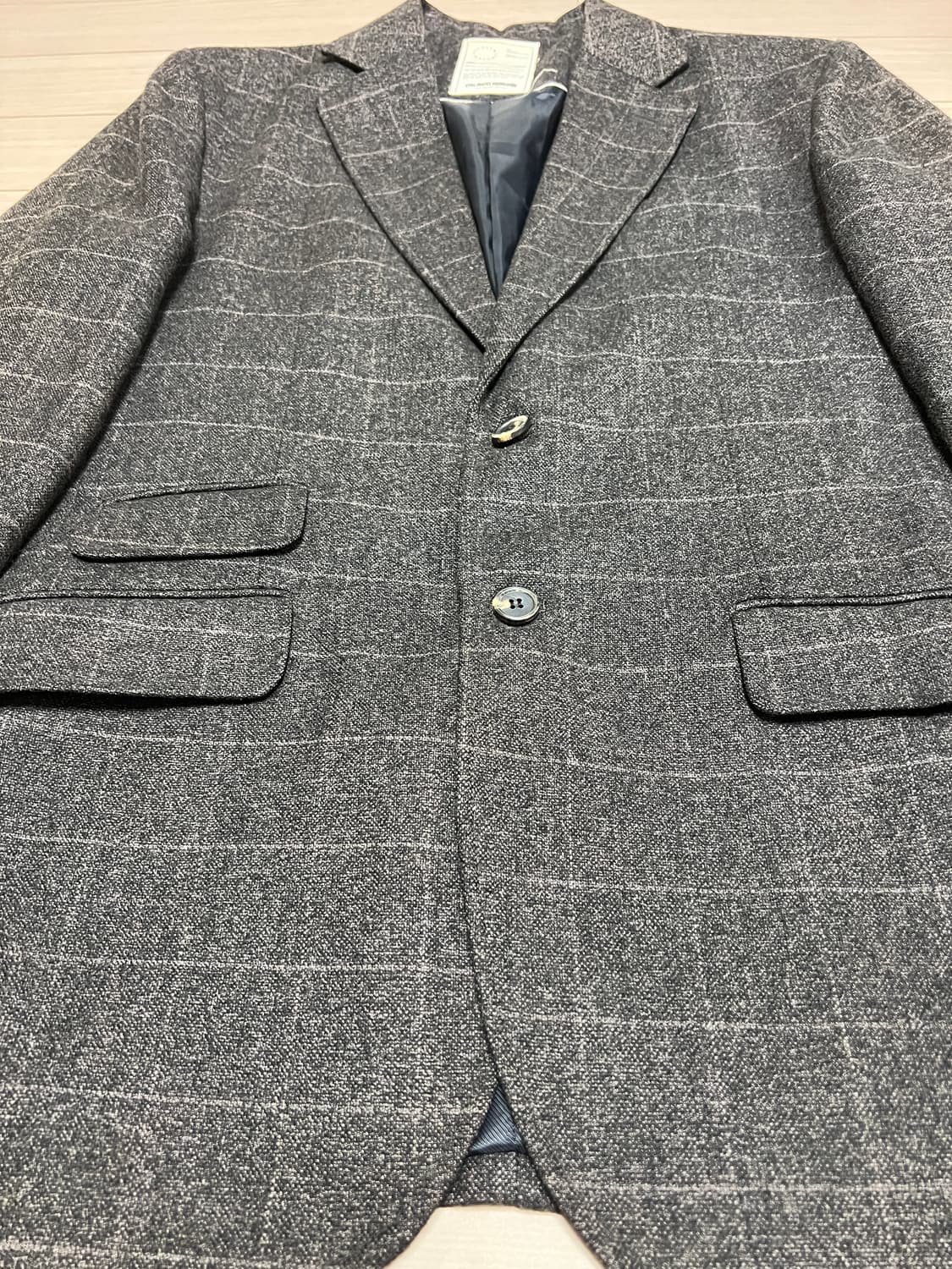 울 헤비원단 체크 셋업 수트 (자켓+팬츠) / 48 상품이미지3