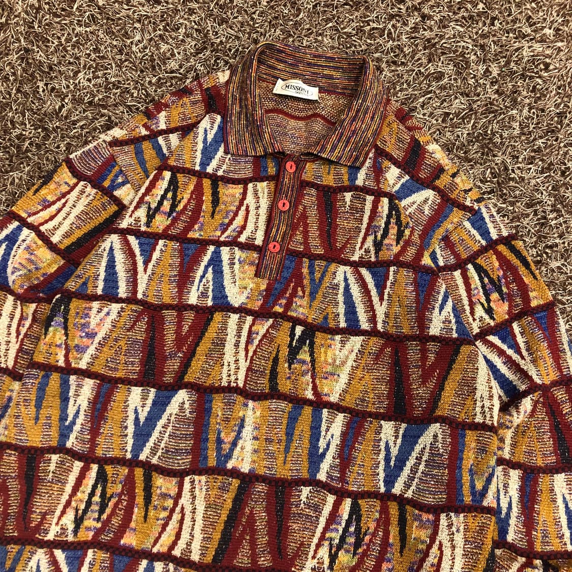 미쏘니 울 멀티컬러 패턴 카라 니트 상품이미지2