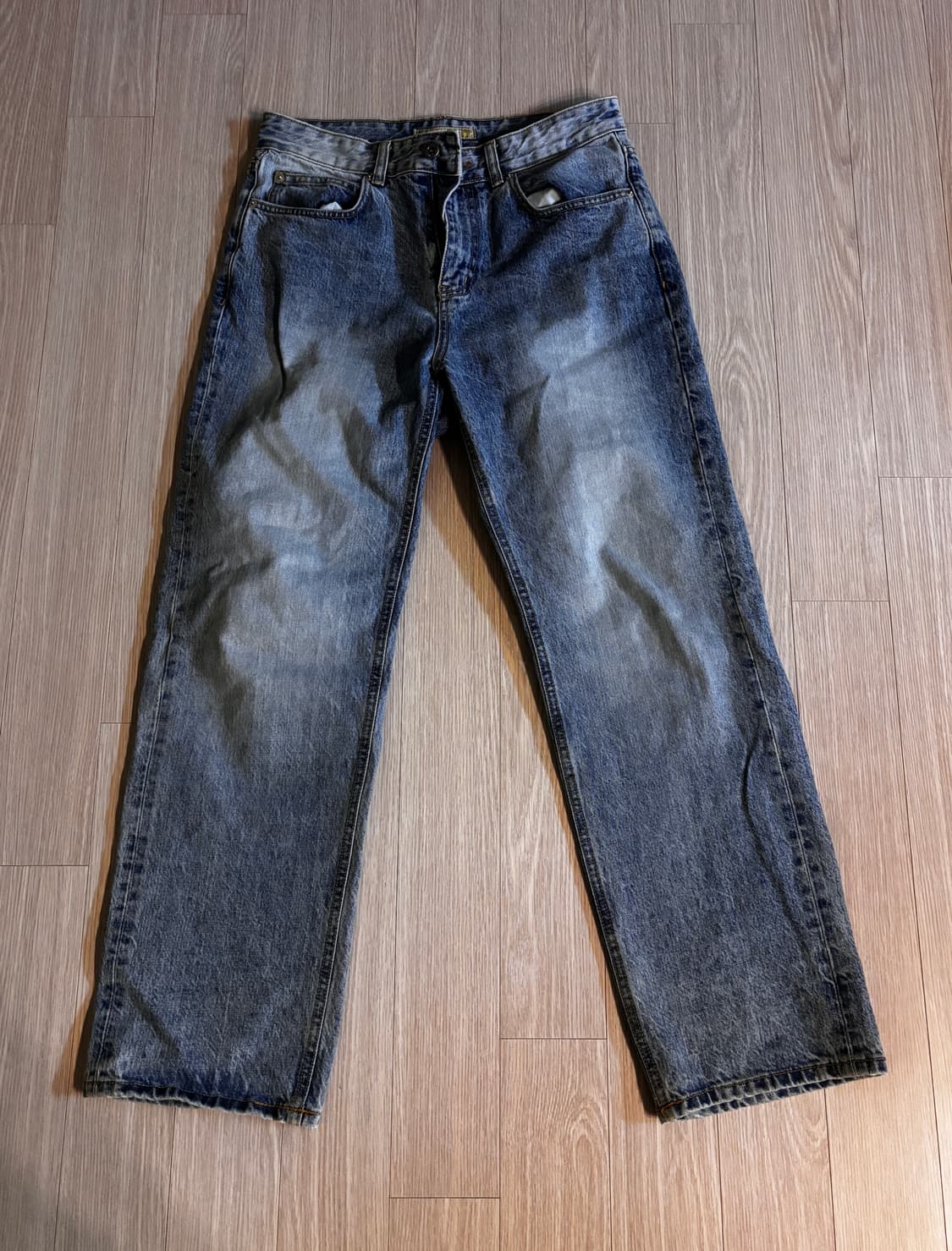 프리즘웍스 오리지널 가먼츠 중청 데님팬츠 세미와이드 상품이미지1